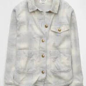 Aerie AE Overshirt Shacket Jacket Light Grey Size XS Blogger Favorite